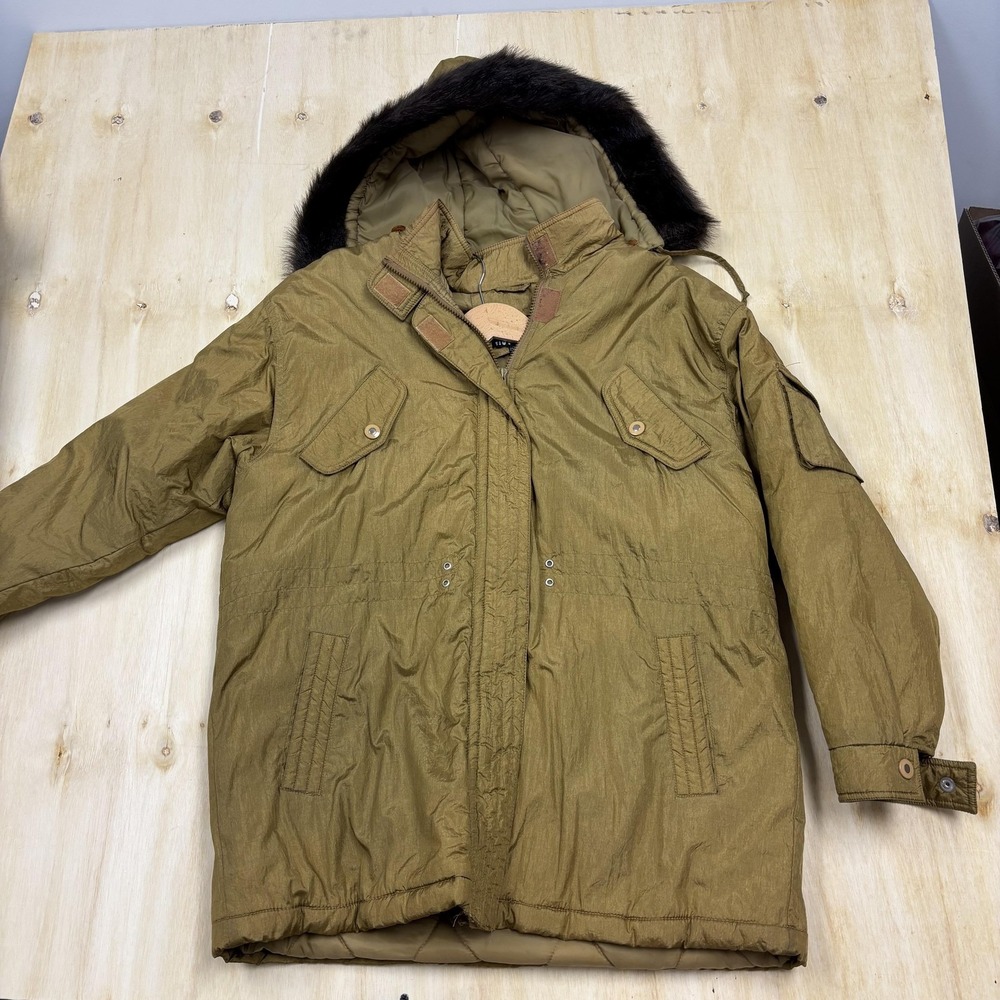 Vintage Hot Spices Coat Women Small Green Hooded Parka Fur Trim Insulated Winter